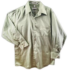 Geoffrey Beene Dress Shirt Mens 16 32/33 Mint Green Wrinkle Free Long Sleeve L